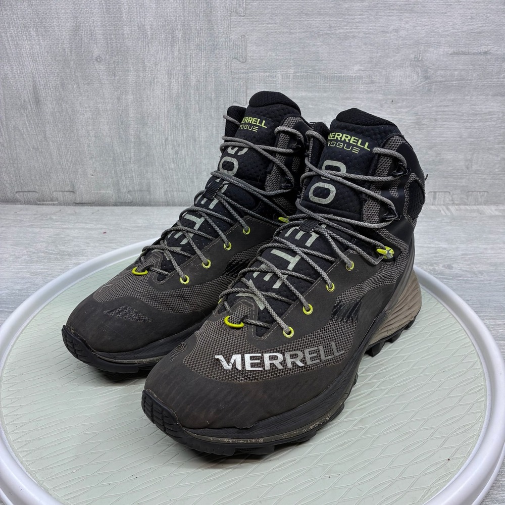 Merrell Rogue Hiker Mid GORE-TEX Boots Mens 10 Black Grey Waterproof J067543